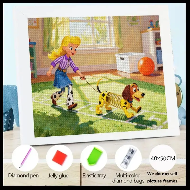 

1 шт. DIY 5D комплект алмазной живописи, милая мультяшная девушка, прогущаяся обтягивающая собака, полная круглая дрель, набор художественных ремесел со стразами