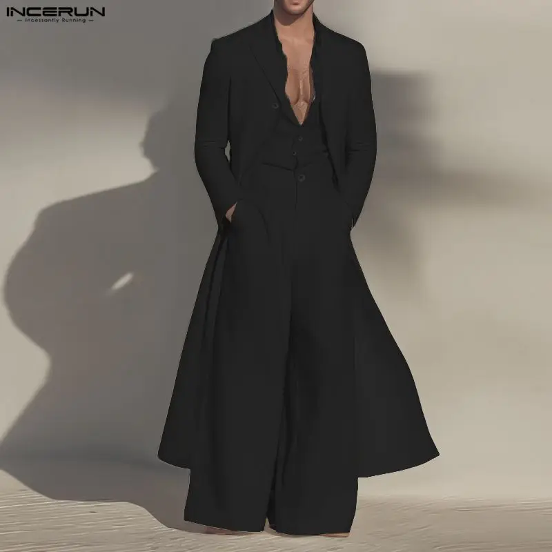 INCERUN Men Sets Solid Lapel Long Sleeve Blazer & Jumpsuits Pants Two Pieces Sets Streetwear Loose Fashion Casual Men's Suits - Image 3