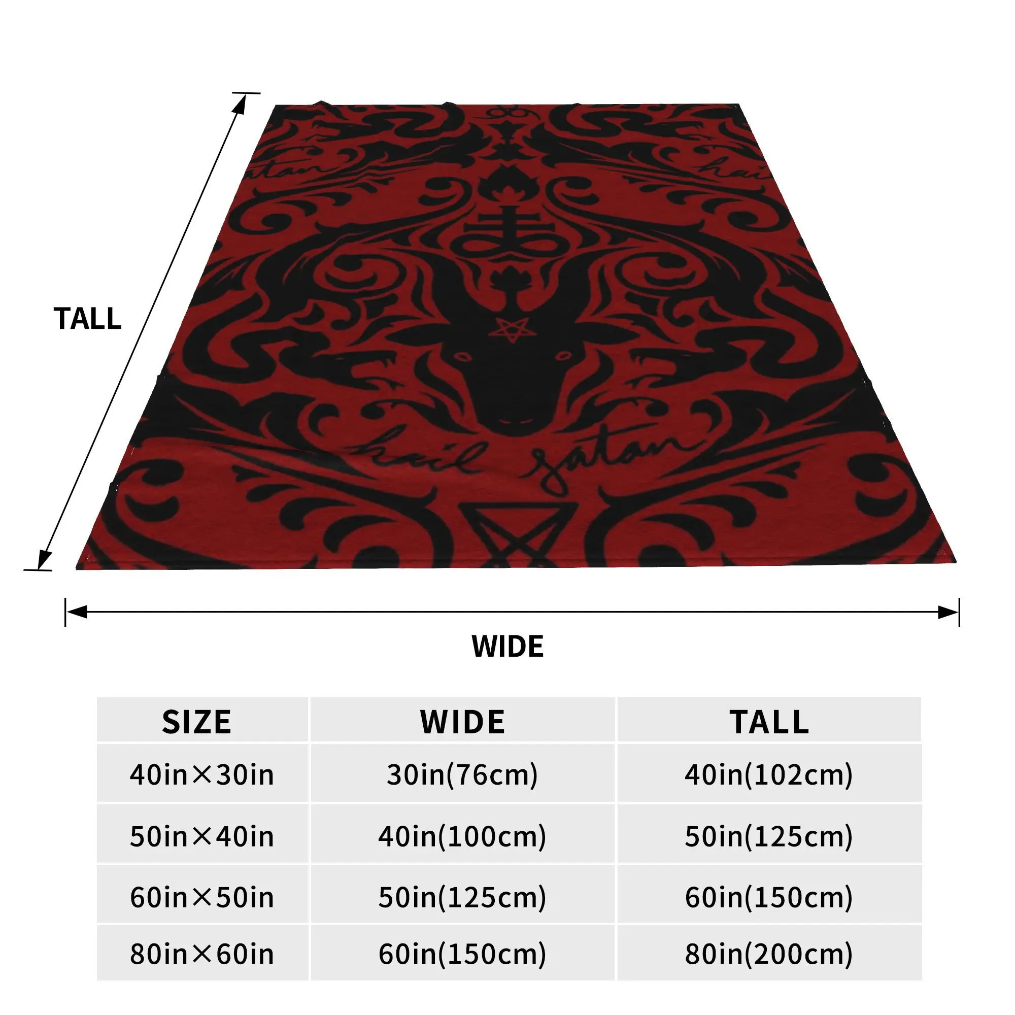 Damask - Hail Satan (Black and Red default) Blanket Soft Warm Flannel Throw Blanket Bedding for Bed Living room Picnic Home Sofa