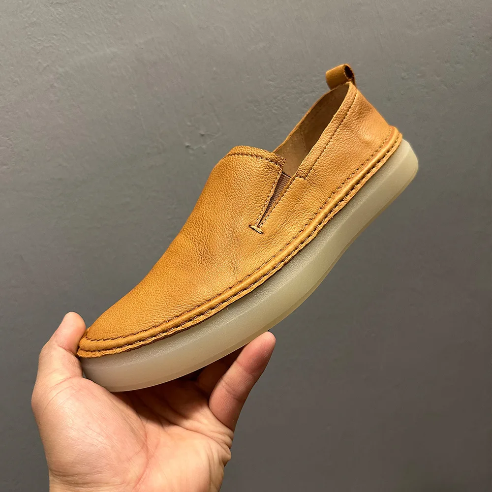 

Men's Summer Slip-On Top Grain Calfskin Loafers | Soft Sole Breathable Driving Moccasins | Lightweight Lazy Casual Comfort Shoes