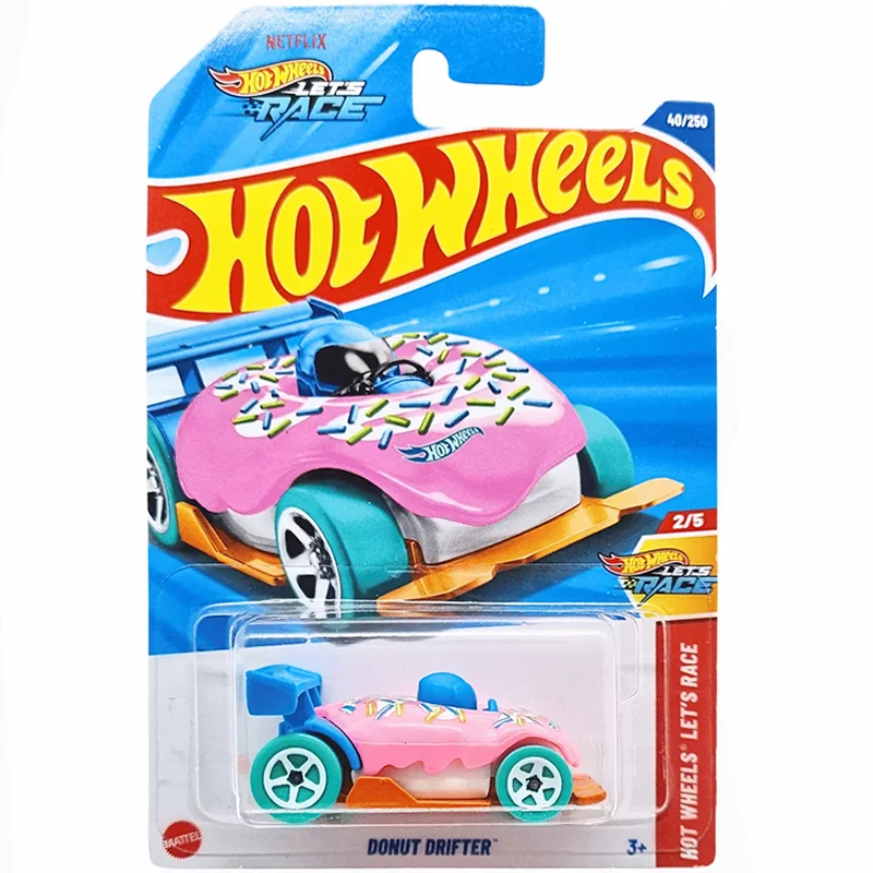 Hot Wheels C4982 دونات التائه الوردي الأبيض الأخضر 1/64 دييكاست مجموعة سيارة لعبة مجسمة للأولاد هدية