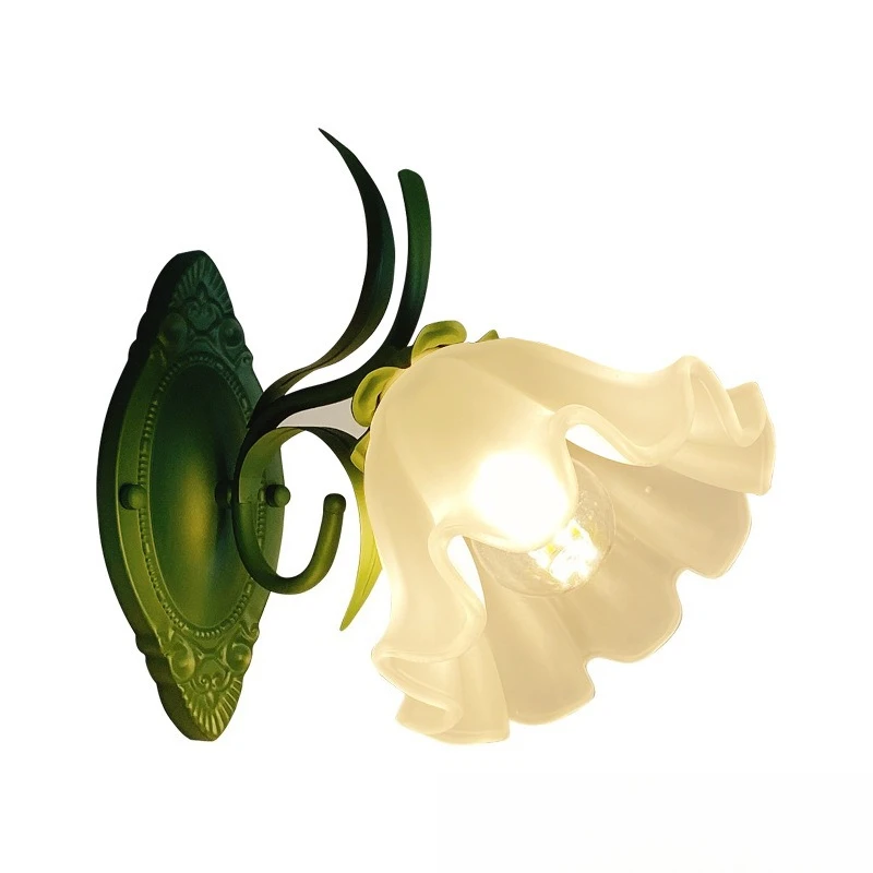 

French pastoral living room wall lamp creative flower aisle background wall decorative lamp Internet celebrity bedroom bedside