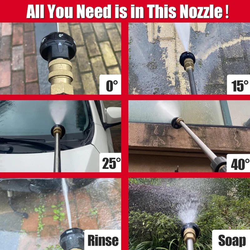 Blast Pressure Washer Nozzle, 6-in-1 Quick Change over and Adjustable, Power Washer Tips Replacement with 1/4 inch Quick Connect