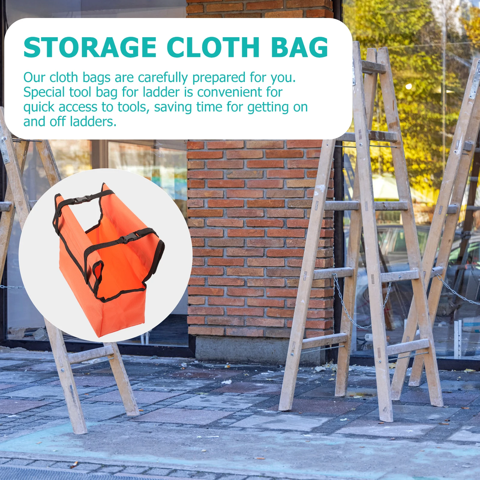 

Multi-Purpose Ladder Tool Bag Portable Telescopic Stepladder Tool Organizer Storage Pouch for Screwdrivers Screws Hammers