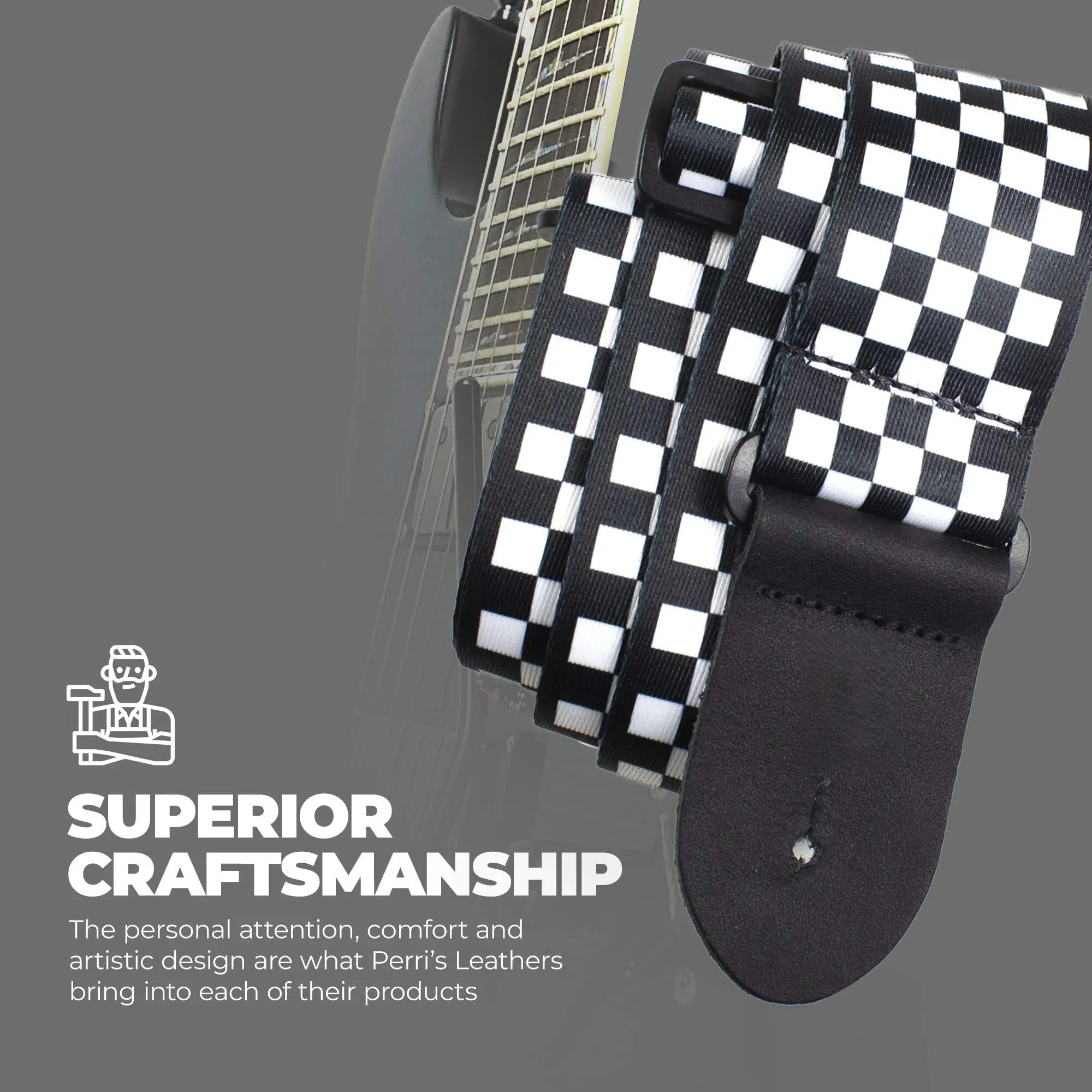 10pcs Guitar Shoulder Strap, Black and White Squares Pattern Adjustable Guitar Shoulder Strap Includes 5 Guitar Picks and 1 Hold