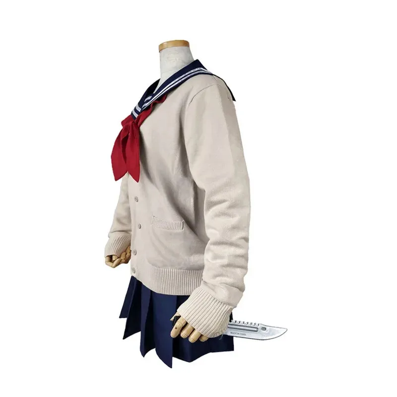

AA wat Аниме My Hero Academia Himiko Toga Косплей Костюм Матросский костюм Платье Юбка Парик Реквизит Cross My Body Женский свитер2025 Новый
