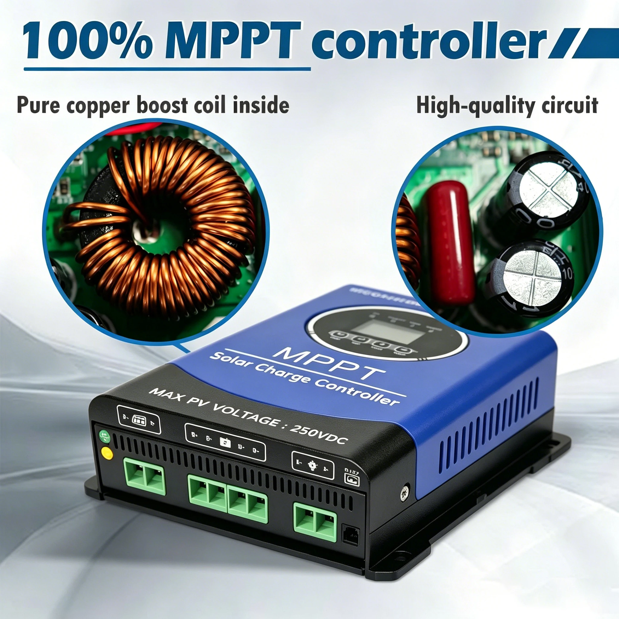 

High Quality MPPT Charge Controller Wide Voltage Range 250VDC Max PV Input With WiFi Monitor For OFF Solar Battery System