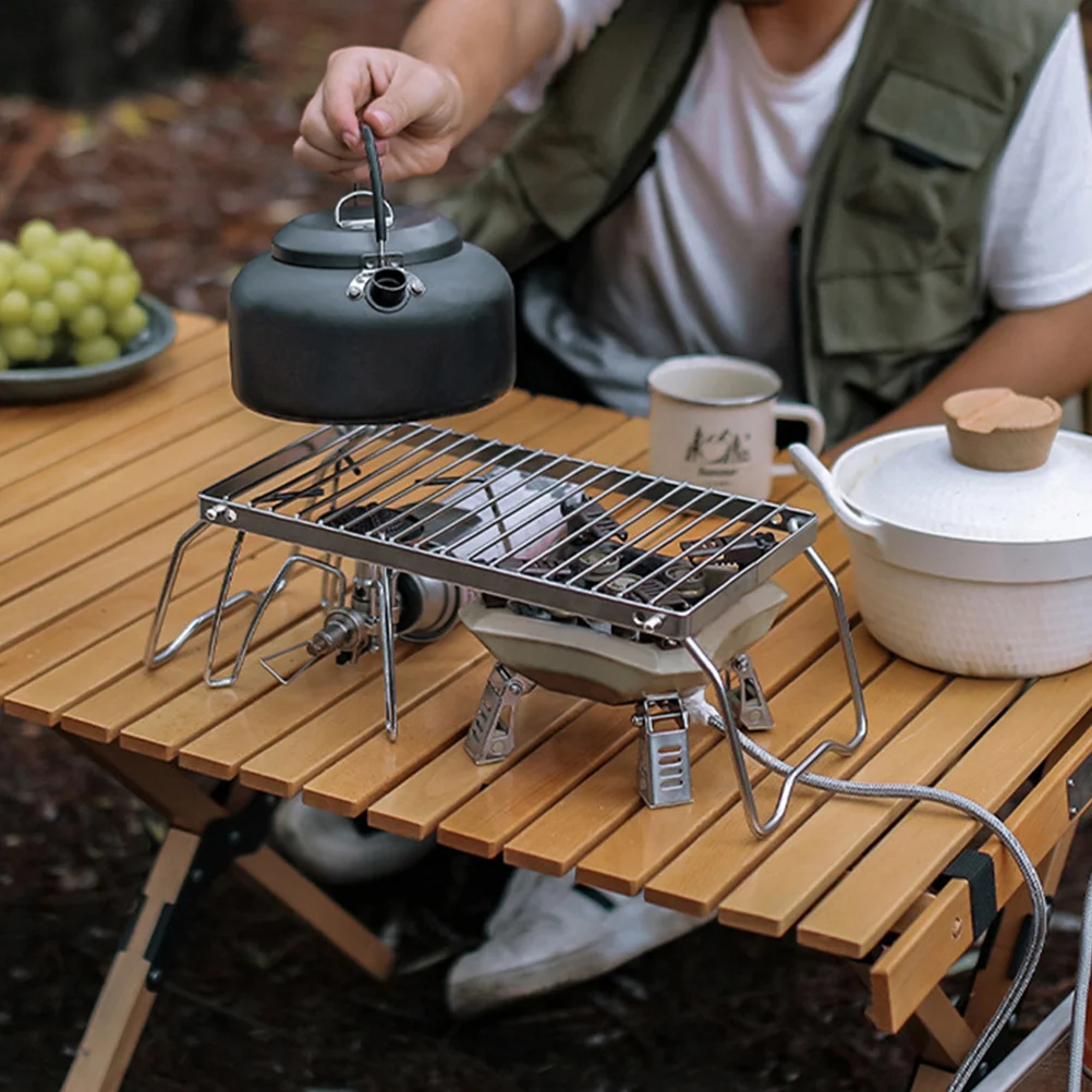 

Sturdy Stainless Steel Bbq Rack with Adjustable Height Perfect for Outdoor Grilling Camping Fire Grill Activities