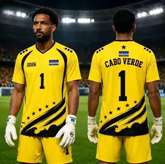 Cabo Verde VOZINHA No.1 Goalkeeper Football Jersey Summer Sports Short Sleeve Tops for Men Women 3D Printed Yellow T-shirt Y2K
