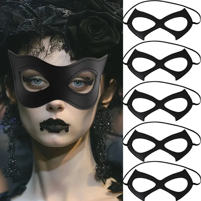 

2-стильная готическая маска на Хэллоуин из искусственной кожи, чехлы для лица для косплея, регулируемые ремни, эффектные темные аксессуары для вечеринок для взрослых