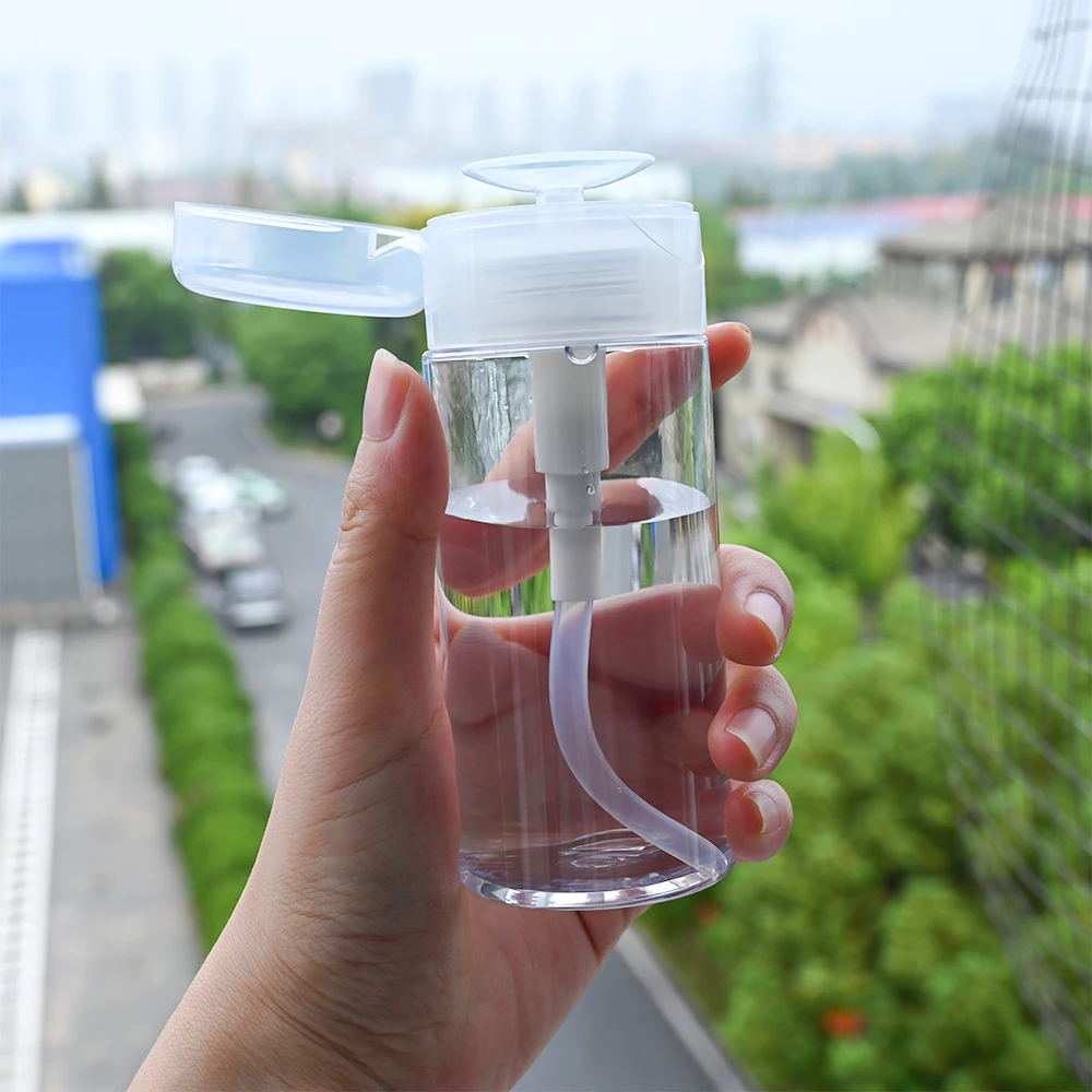 클리어 펌프 디펜서 네일 클리어 병, 네일 광택제 리무버 알코올 액체 리필 병, 푸시 다운 디펜서, 100, 150, 200ml