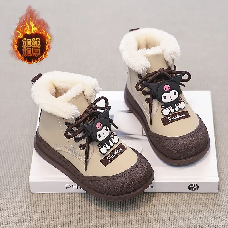 

Sanrio Girls Kuromi Warm Cotton Boots 2024 My Melody Winter Cartoon plush Fleece Cotton Booties Kids Fur Snow Boots