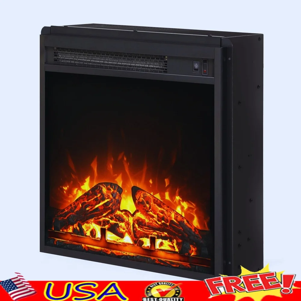 

18-дюймовый электрический каминный обогреватель, отдельно стоящий пульт дистанционного управления, 750 Вт, 1400 Вт, регулируемая яркость пламени, уютная атмосфера в помещении