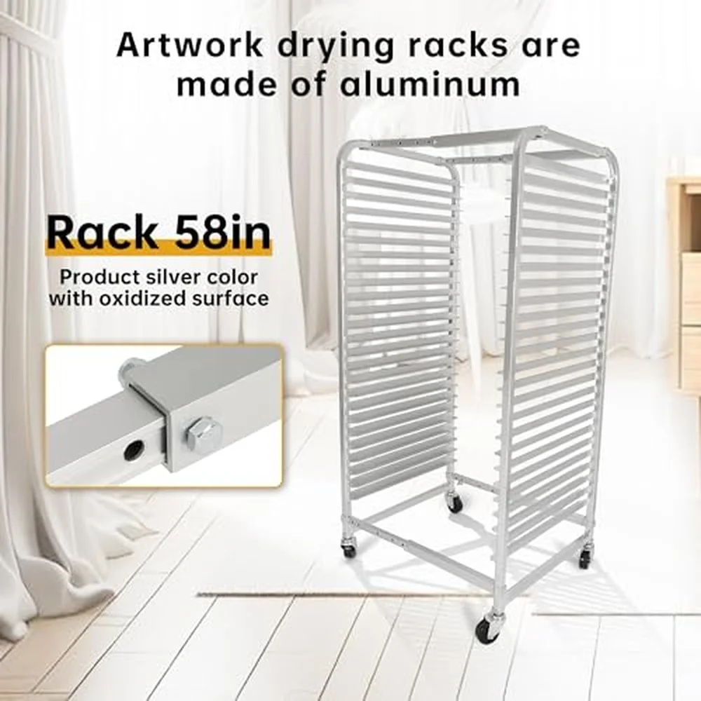 Adjustable Art Drying Rack Mobile Paint Rack with 4 Wheels Ideal