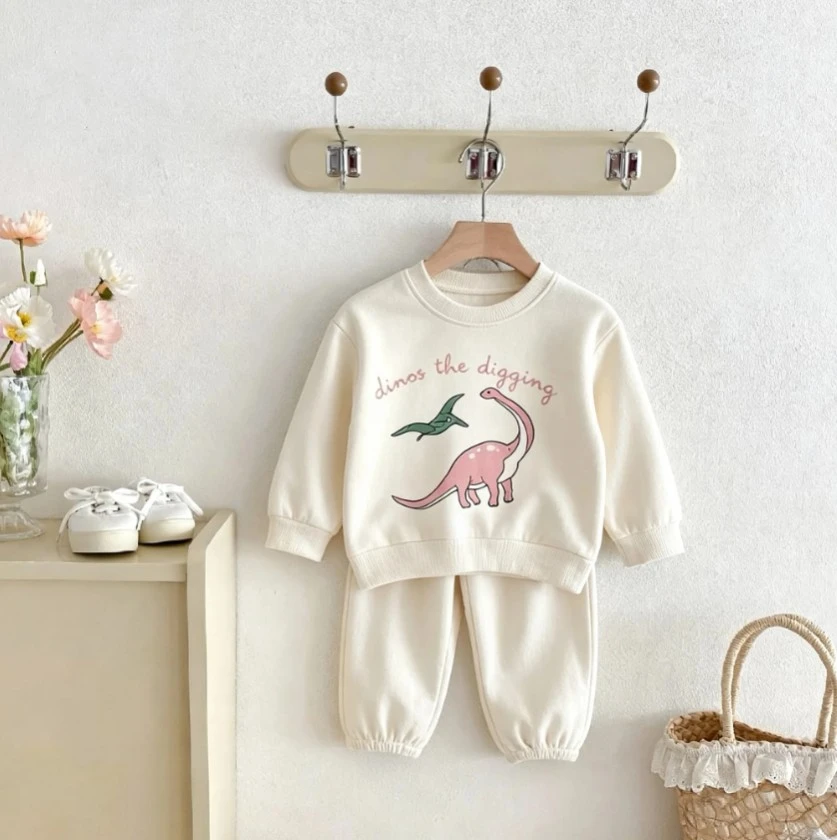 Toddler Cute Dinosaur Graphic Sweatshirt Jogger Suit Kid Soft Fabric Clothing Baby Boys Girls Costume Kid Popular Wear Suits Set