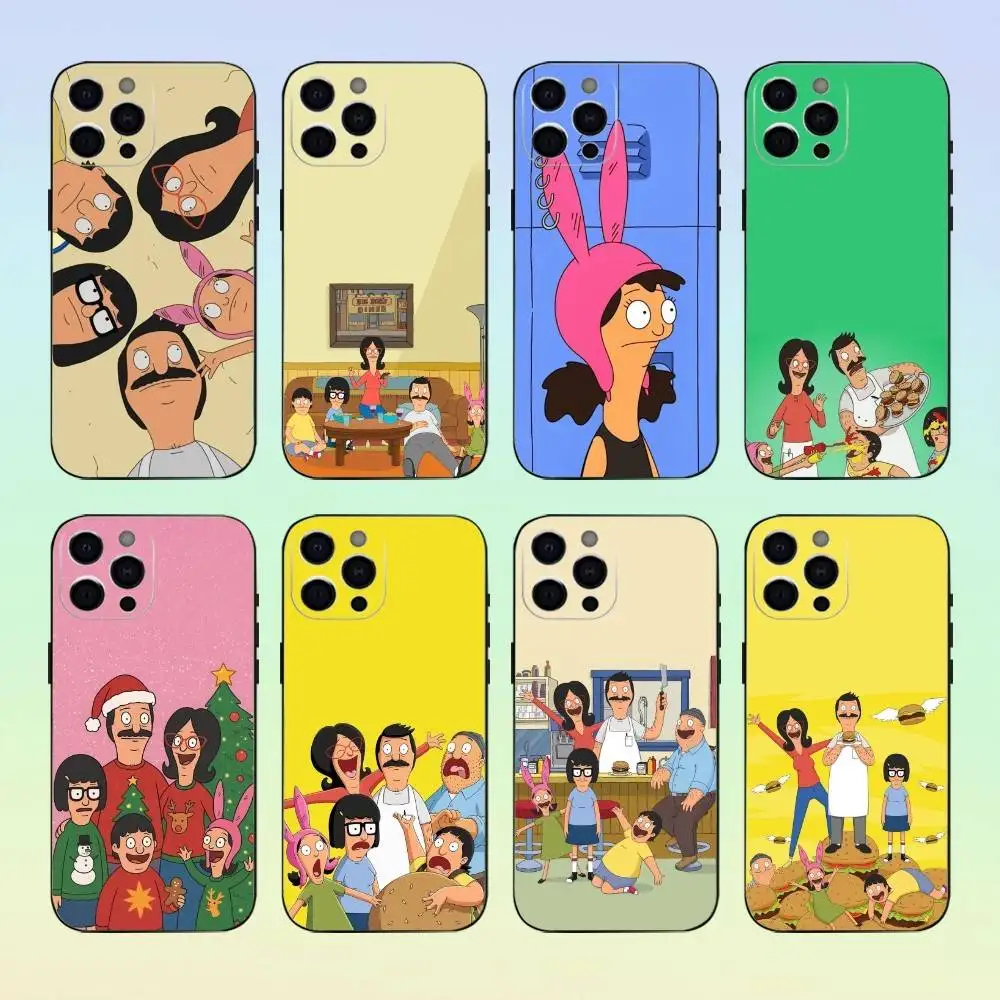 

CartoonS Bobs B-Burgers Phone Case For iPhone 17,16,15,14,13,12,11 ,Soft Silicone Black Cover