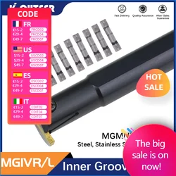 MGMN Carbide insere, Modelo completo Grooving Tool Holder, MGIVR2016, MGIVR2520, MGIVR3125, MGIVR3732, 1,5 2 2,5 3/4