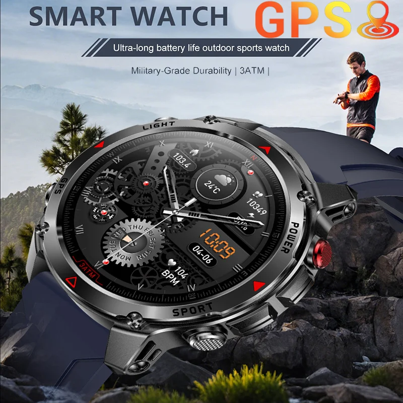 

New T-Rex 3 Military Smart Watch Men 3ATM Waterproof GPS Trajectory Compass Sport Fitness Tracker HD BT Call Heart rate Bracelet