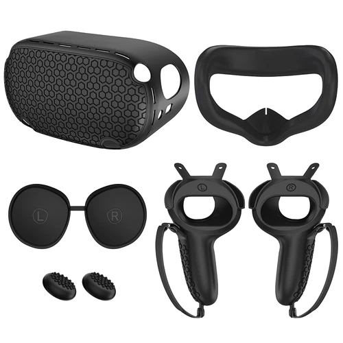 Imagen 1 del producto Funda protectora de silicona para Oculus Quest 2 VR, cubierta para la cabeza y la cara, almohadilla para los ojos, mango, tapa de botón, accesorios VR