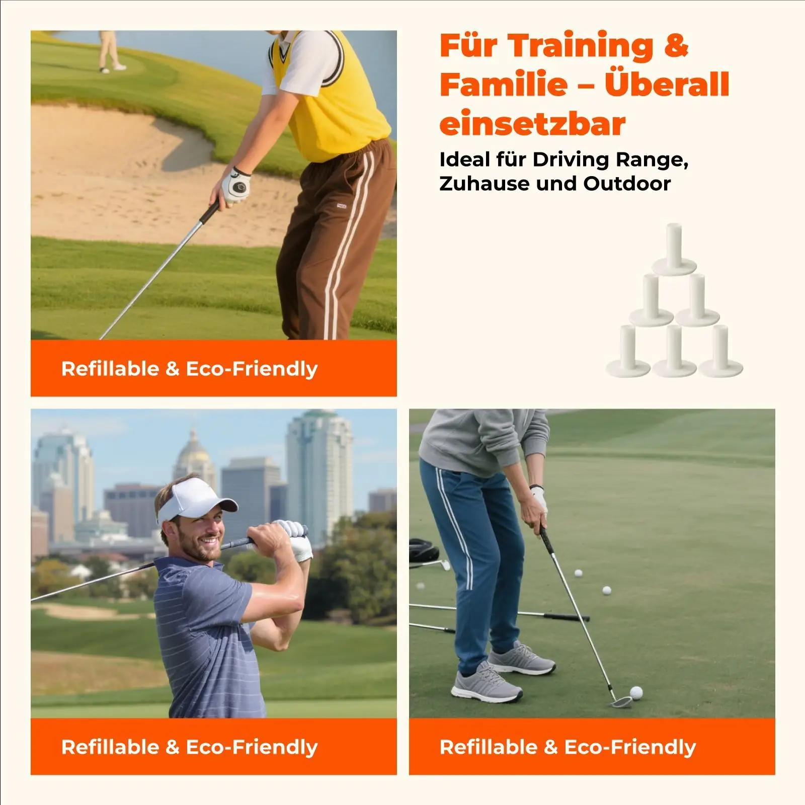 Golf Range Mat Tee Adjustable Height Divot Tool Unbreakable Tee Holder for Indoor Outdoor Practice