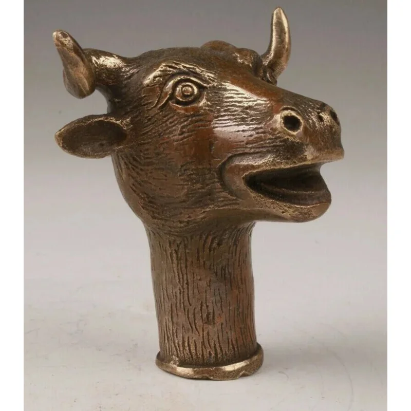 cane old bronze statue animal cattle bull cane walking stick head handle accessorie&