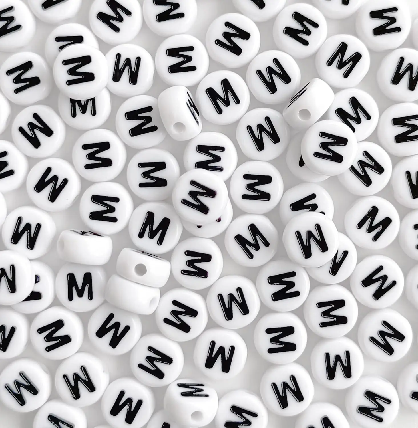 

1700PCS 4X7mm Letter Beads Acrylic Alphabet White Round Vowel Bead for Jewelry Bracelets Making DIY Necklaces
