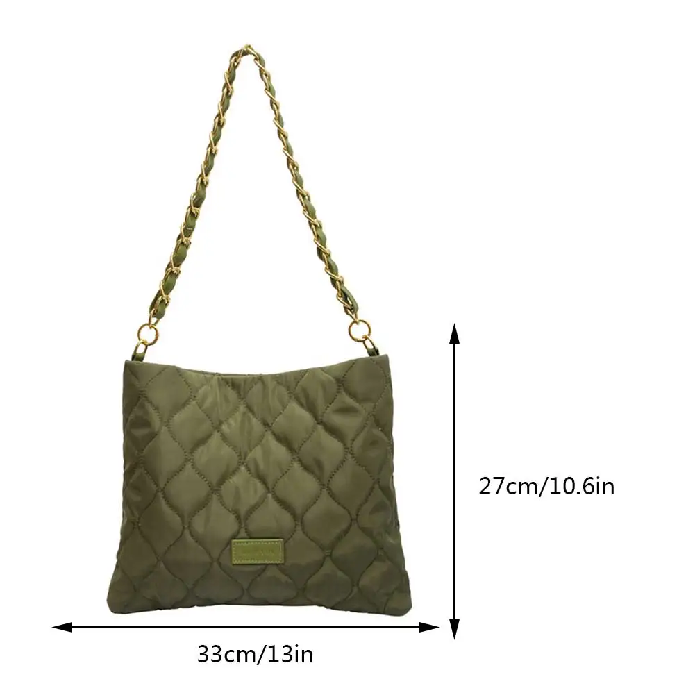 Sac à main en nylon souple matelassé pour femme, sac à main sous le bras, grande capacité, fourre-tout avec pochette, imperméable, diamant LatejJOUnderarm