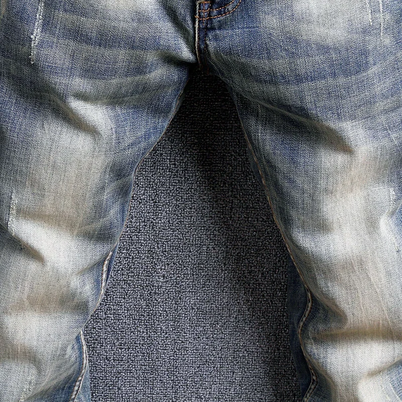Newly Designer Fashion Men Jeans High Quality Retro Washed Elastic Slim Fit Ripped Jeans Men Trousers Vintage Denim Pants Hombre