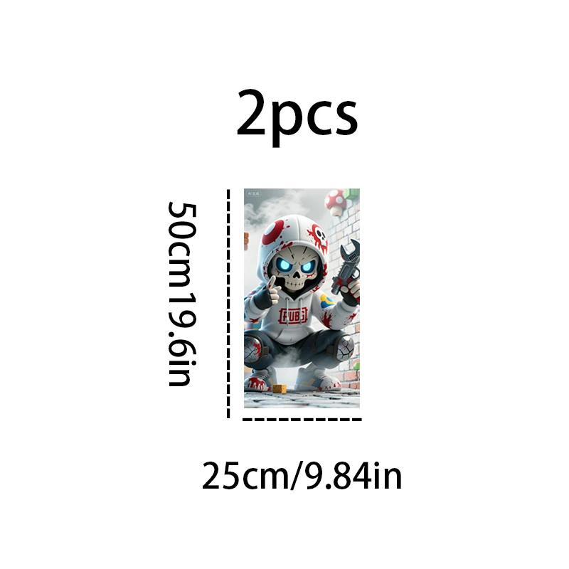 2-delige coole Skull Mechanical Warrior-autostickers - geïnspireerd door het Starry Night-ontwerp van Van Gogh, duurzaam glanzend vinyl