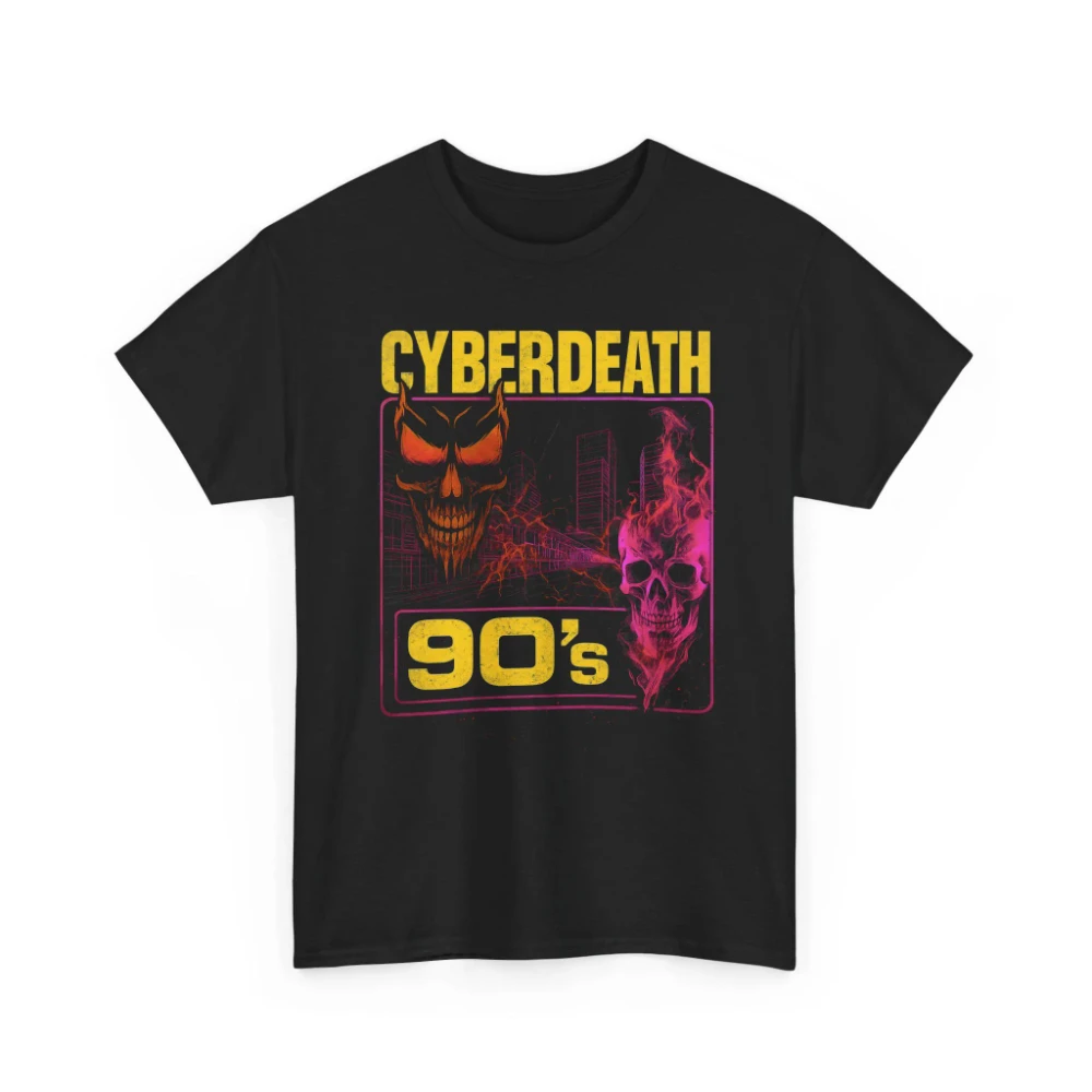 

90s Cyberdeath Graphic Tee Unisex Heavy Cotton T-Shirt Men Women All-Season Men's T-Shirt Black Casual Crew Neck Cotton Tee
