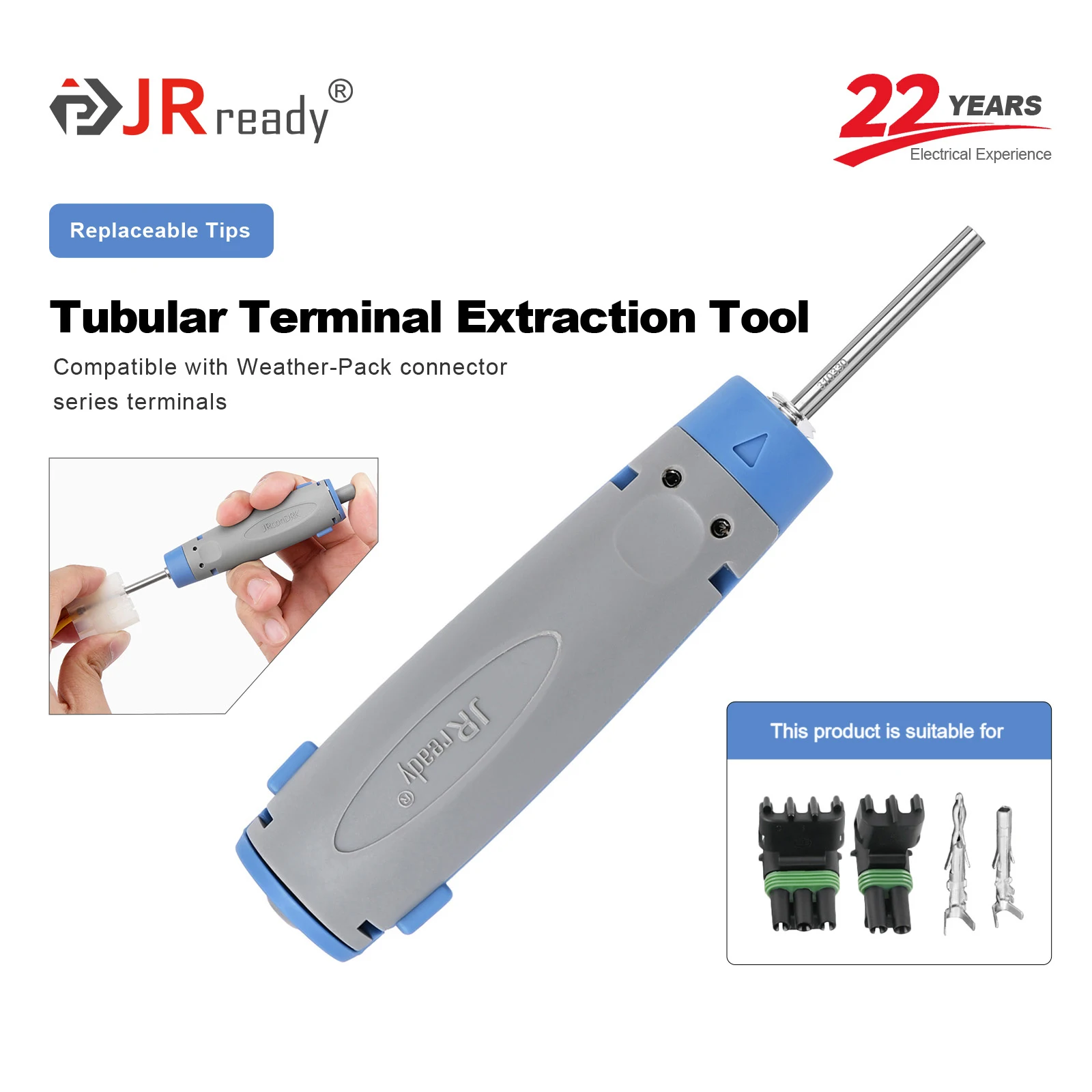 JRready JRconDRK-T310330 Round tube Pin Extractor Compatible with Weather-Pack Connector Series Terminal.