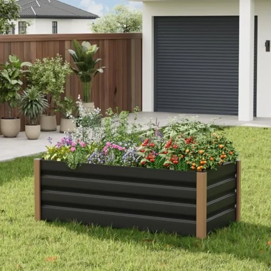 x16in Gray Aluminum Raised Garden Bed Planter Box