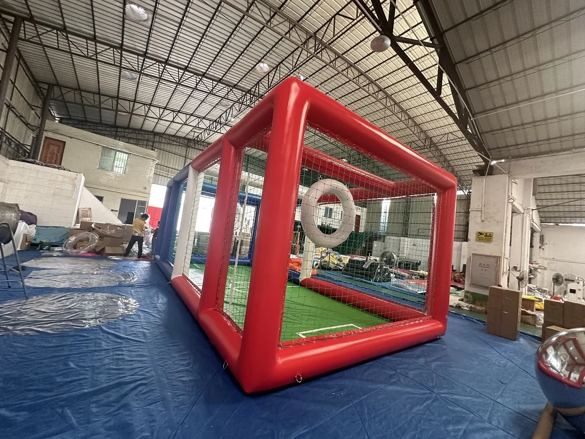 Tarpaulin Inflatable Soccer Frame Court Fence Airtight Inflatable Drone Football Field For Competition