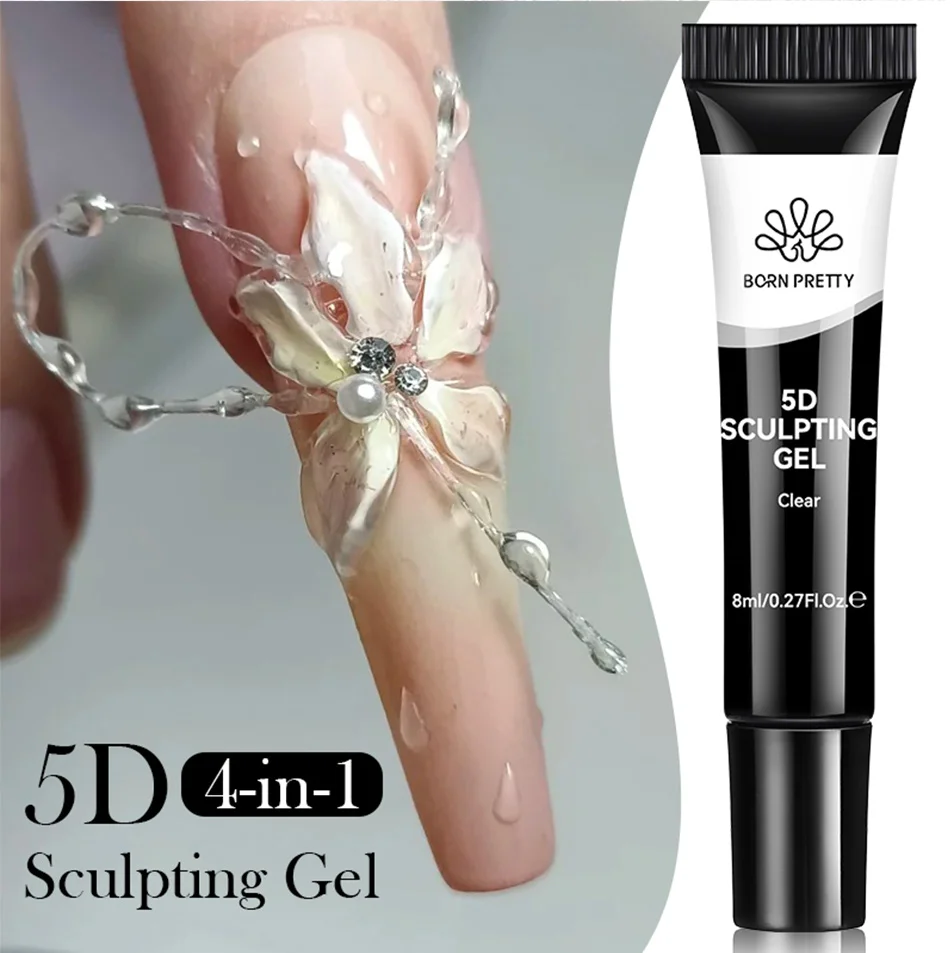 BORN PRETTY 1/2 Stück 8 ml 5D-Bildhauergel mit festem Spiegelpulver, DIY-Nagelprägegel zum Malen, Schnitzen von Nägeln – Detail 6