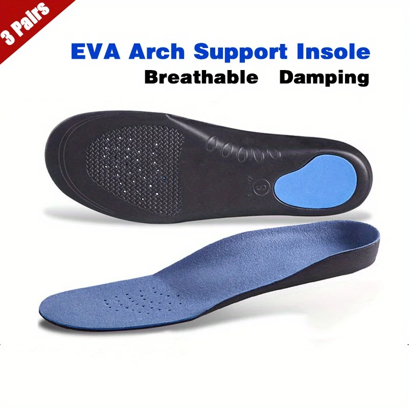 

3 Pairs for Flat Feet - Arch Support Shoe Inserts with Breathable Damping Technology, Non-Slip Cushioned for Sports Running