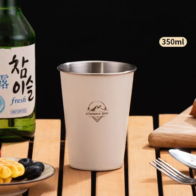 300/350ml Outdoor Camping Cup Stainless Steel Beer Wine Cups Portable   Tea Coffee Milk Mug for  Picnic