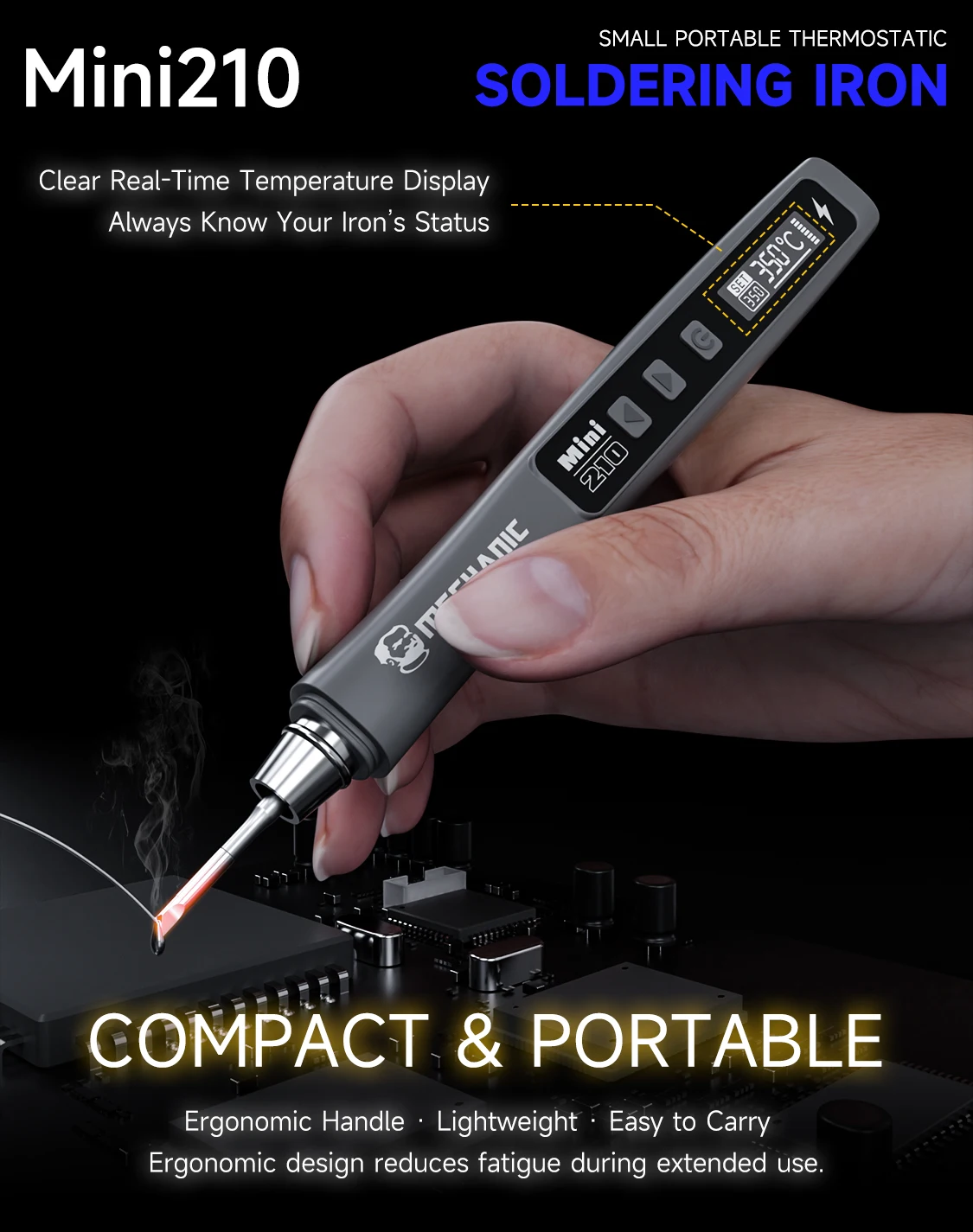 Mechanic Mini 210 Small Portable Soldering Iron Fast Heating Smart Sleep for Phone PCB IC SMD solder REPAIR