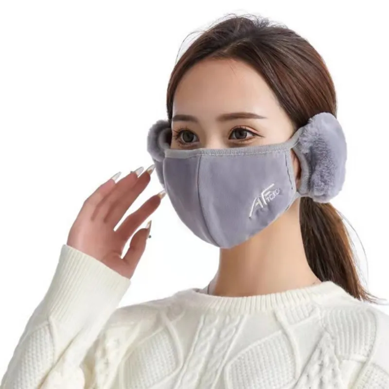 Fashion 2 in 1 Mask Earmuffs Winter Warm Mask Earmuffs Women Men Sports Solid Color Winter Earmuff