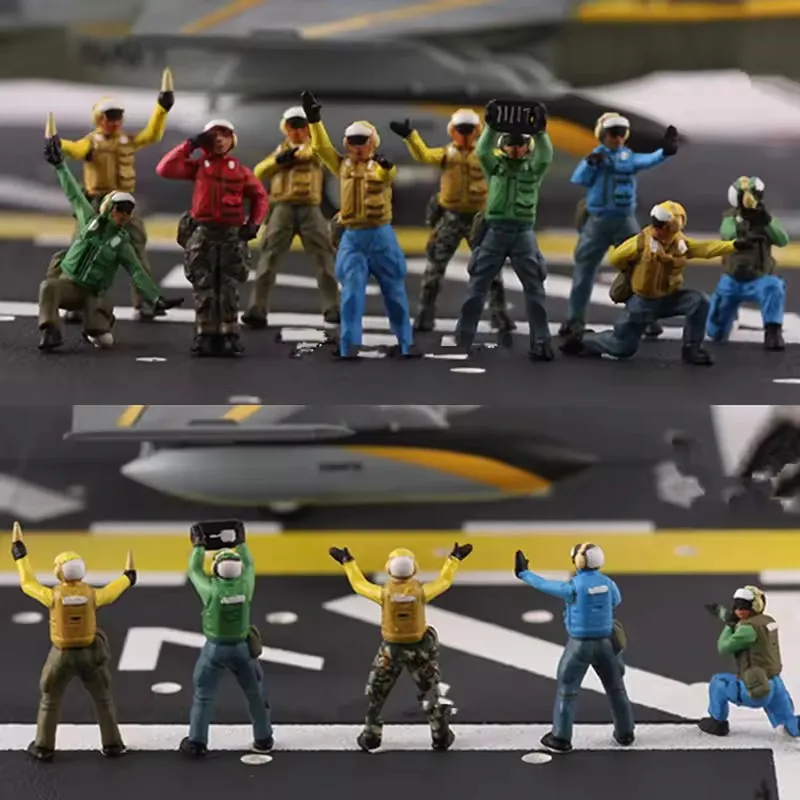 新しい 1:72 スケールモデル 10 個アクションフィギュア米海軍航空母艦地上作業作業員人形 DIY シーンアクセサリー
