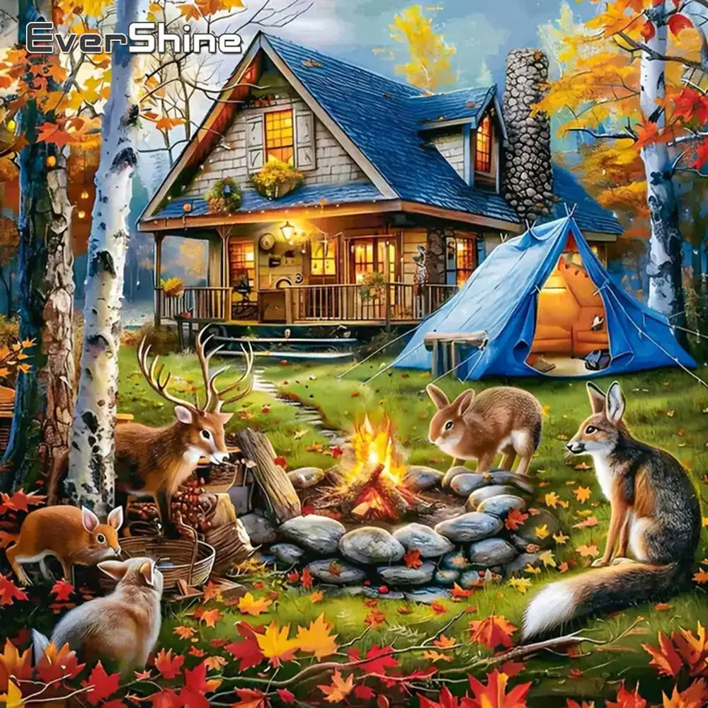 Evershine Diamant-Gemälde, Hund, Tier, Cartoon, komplett, quadratisch, rund, Diamant-Mosaik, Badezimmer, DIY-Bastelset, Heimdekoration