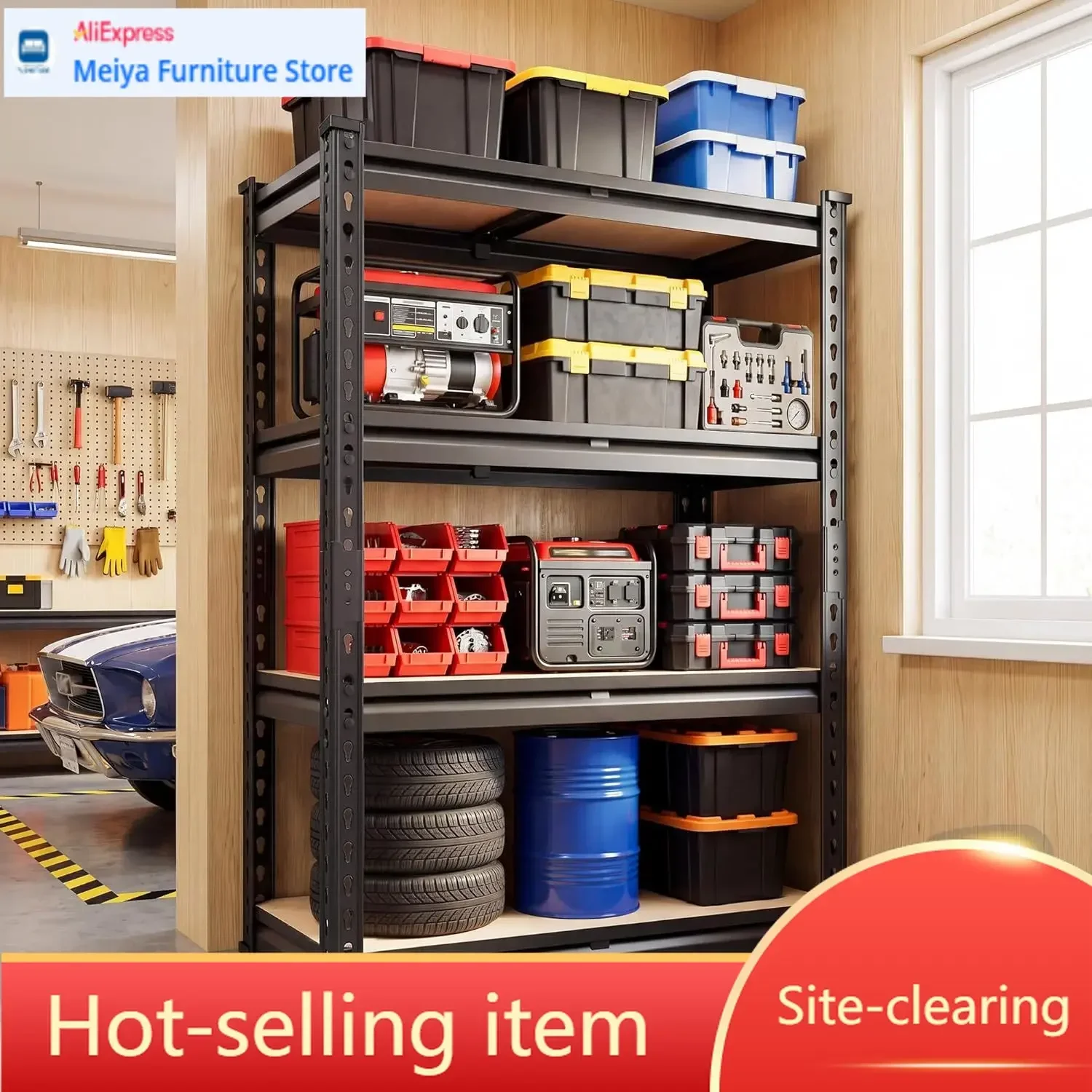 5 Tier Garage Shelving Unit Heavy Duty Storage Shelves For Garage Basement Warehouse Commercial School Adjustable
