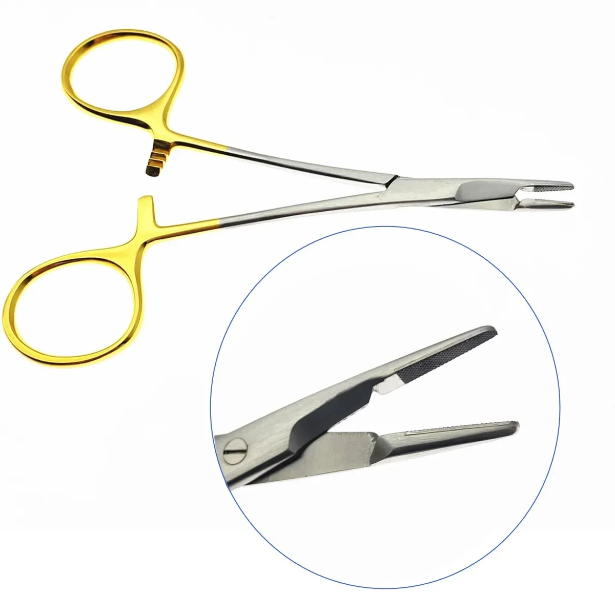 12.5cm/14cm/16cm Needle holder with scissors multifunctional Needle Holder Insert with Scissors Gold Handle Clamp