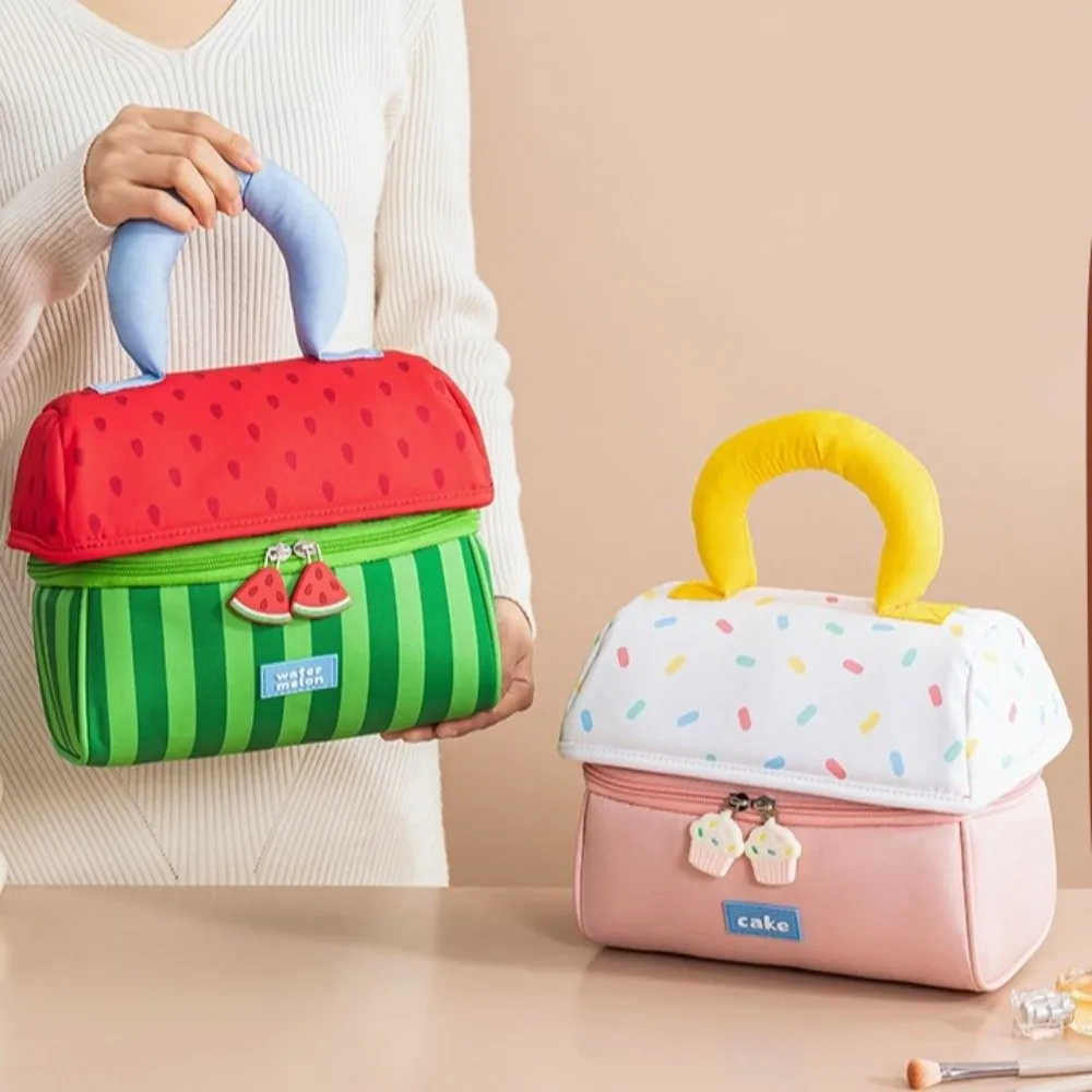 

Oxford Cloth Cartoon Cottage Makeup Bag Large Capacity Zipper Closure Dopamine Cosmetic Case Multifunctional Mushroom Shape