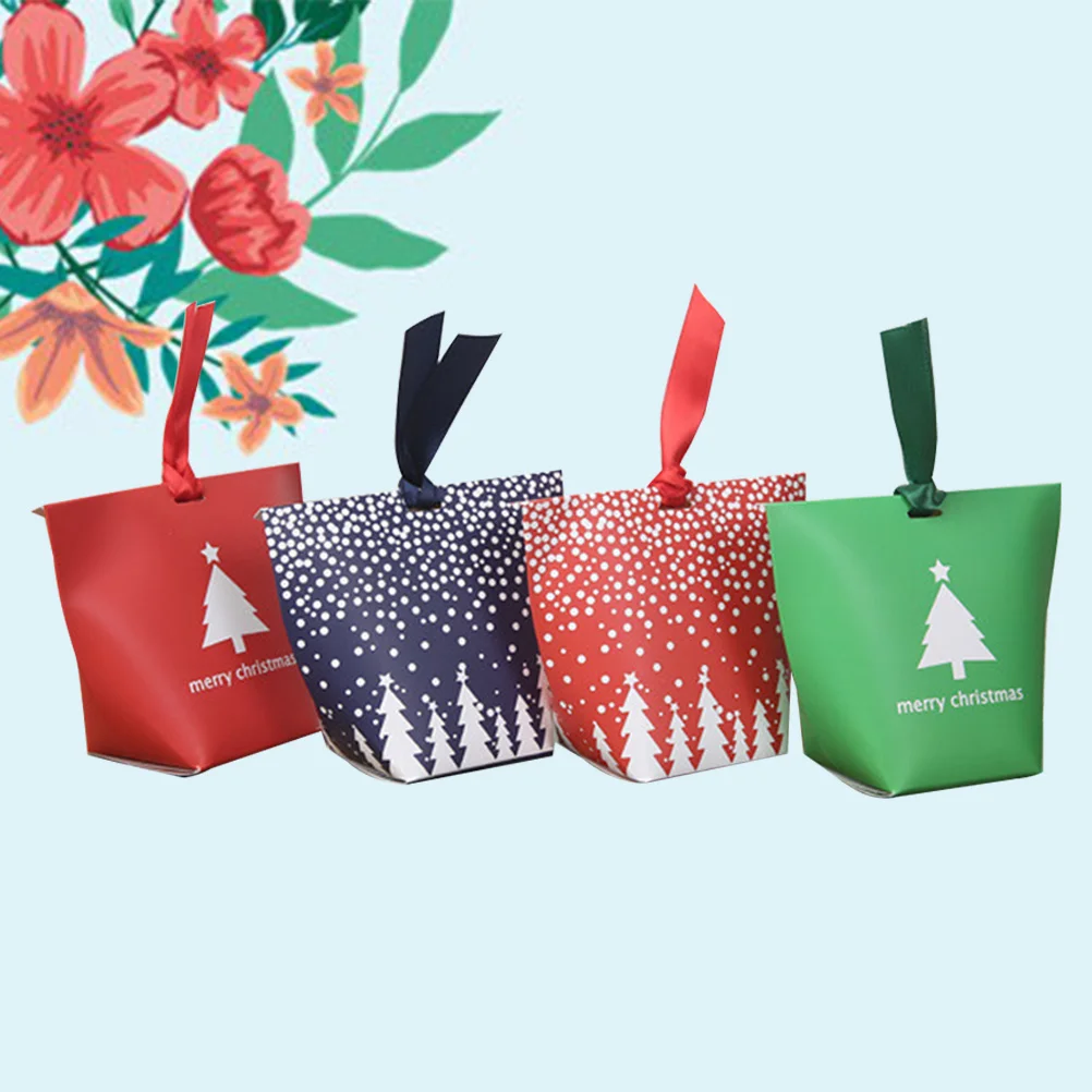

4Pcs Christmas Cookie Bag Large Capacity Holder Lightweight Design Increase Festival Atmosphere Beautiful Storage