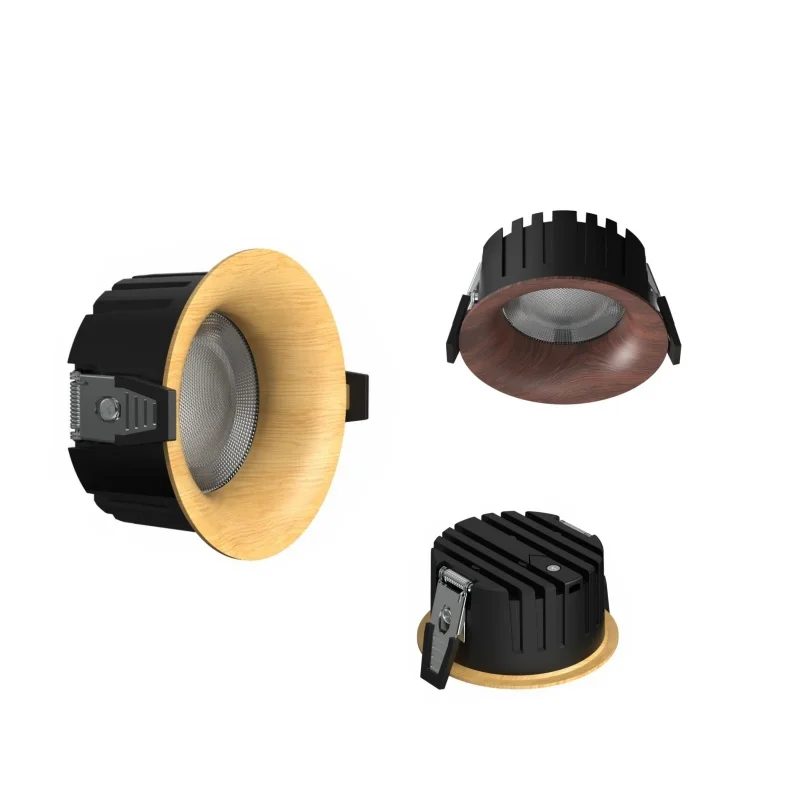 

Walnut Wood Grain Retro Style Dimmable LED COB Downlight Recessed Ceiling Lamp 7W12W15W 18W20W24W For Hotel Family living room