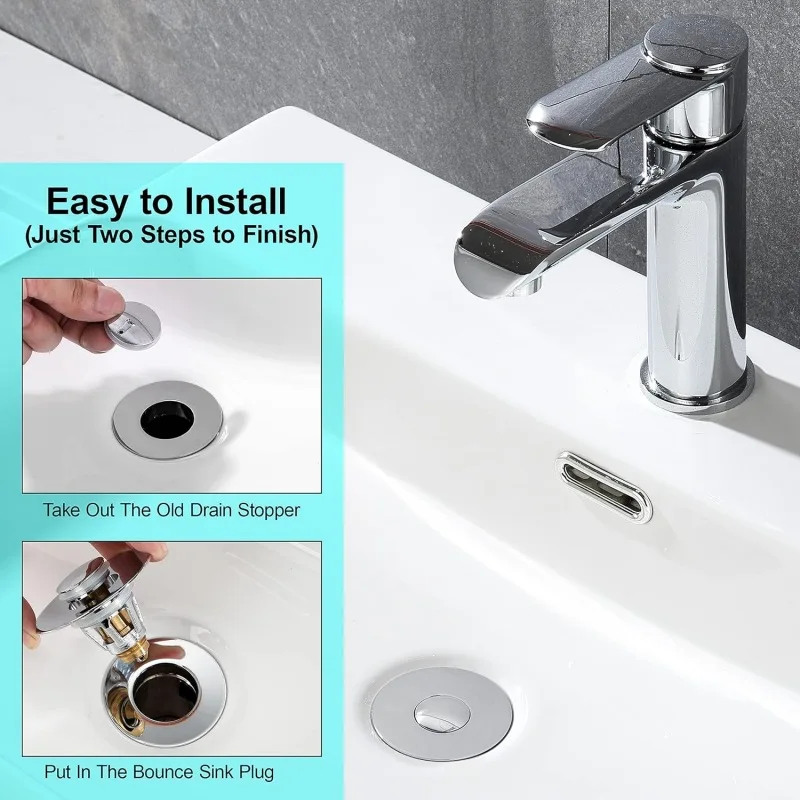 Universal Bathroom Sink Drain Strainer, Pop Up Bounce Core, Anti-Clogging, Odor-Insect Proof, Fits 28mm/32mm/35mm Drain Holes