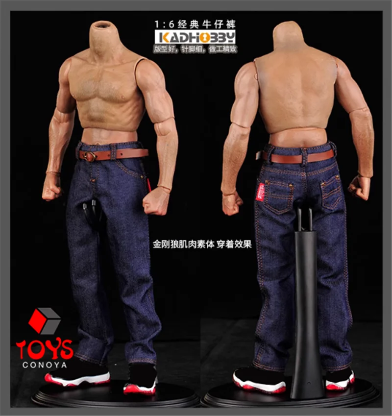 Maßstab 1/6 Männliche Klassische Jeans Denim Hosen Hosen Kleidung Modell Fit 12-zoll Soldat Muskel Action Figur Körper Puppen