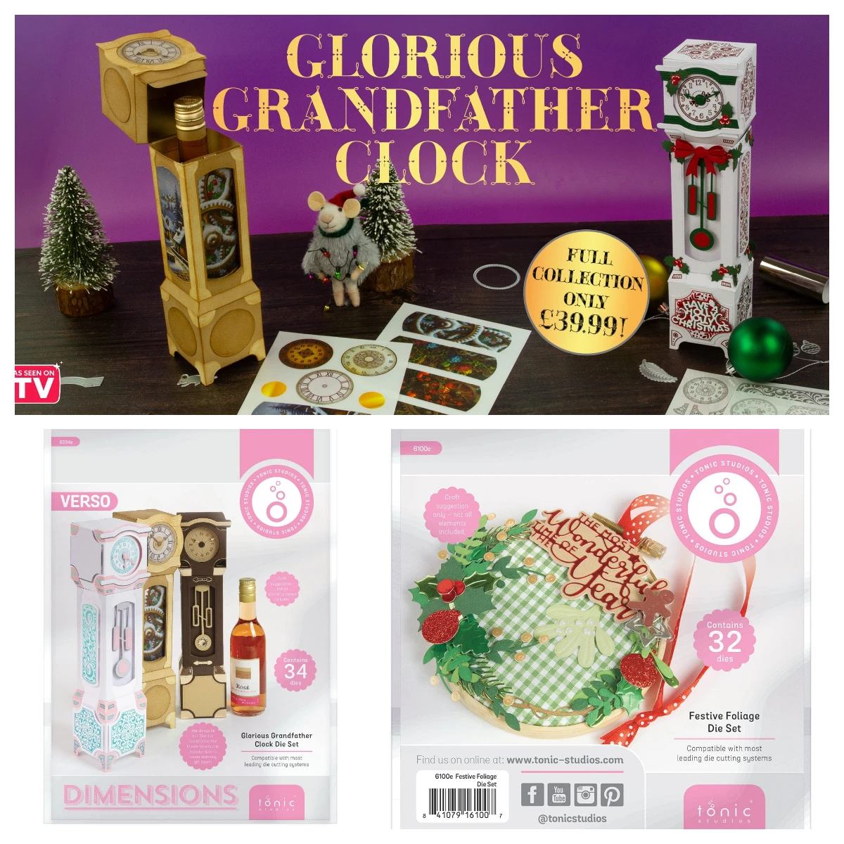 North Pole Pals Sugar Skull /Glorious Grandfather Clock Gift Box Die Set Xmas Camper Van Clear for Card Scrapbook 2026 New Tonic