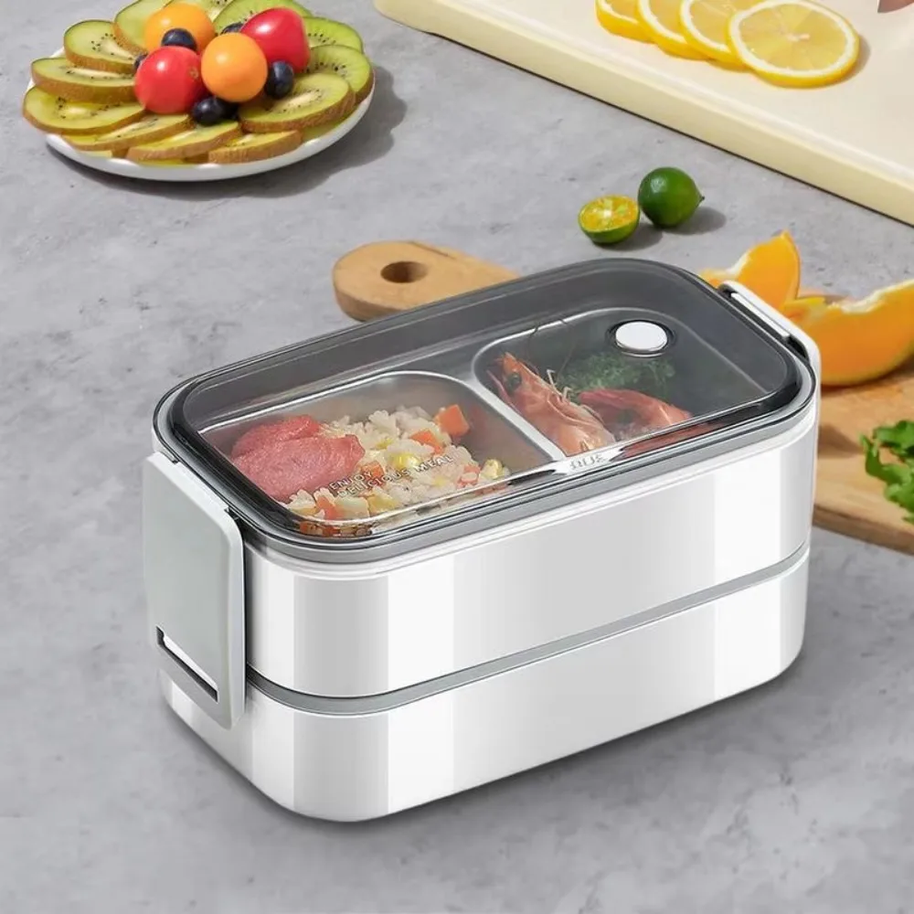 

Portable 304 Stainless Steel 2 Layer Lunch Box Compartments Microwavable Food Container Leak-Proof Food Storage Box Office