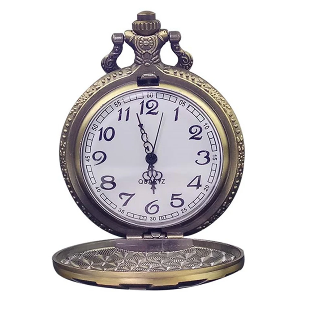 

1Pcs Vintage Pocket Watch Bronze Color Quartz Watch with Chain Retro Style Decorative Jewelry Gift for Him Her